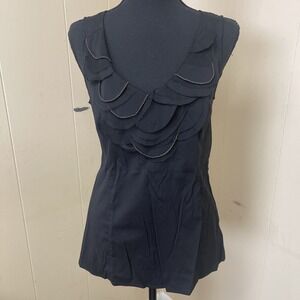 Express Ruffle Top SZ SM Black Sleeveless Side Zip Closure